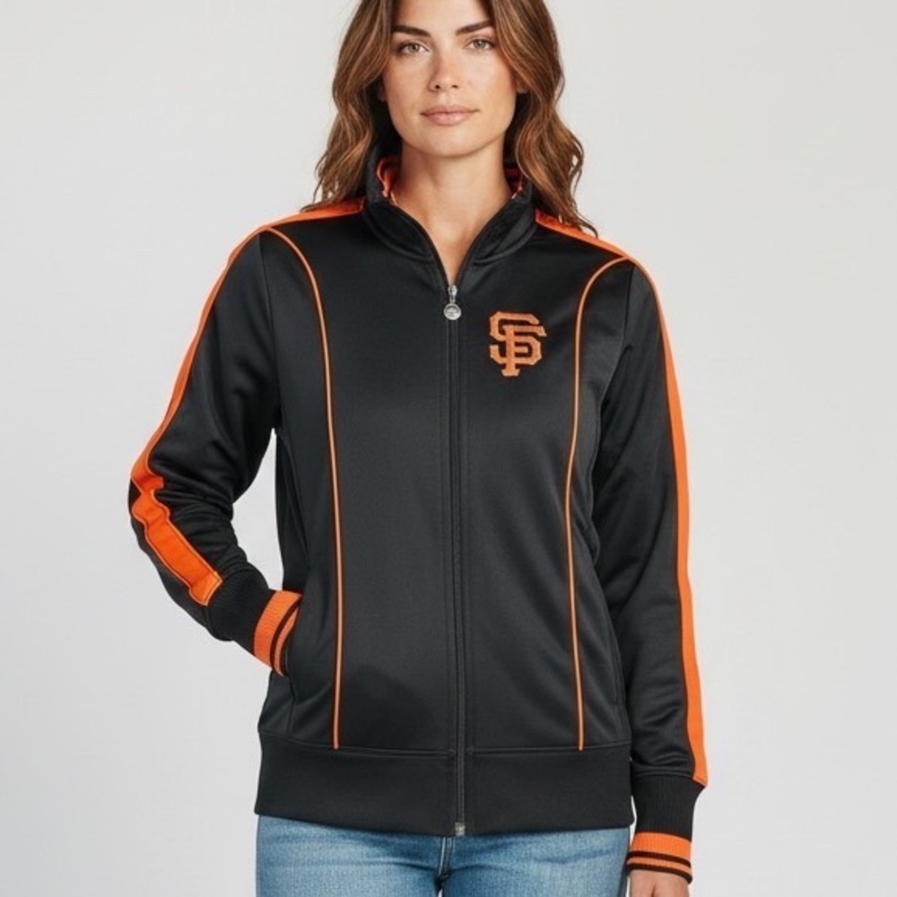 Nike SAN FRANCISCO GIANTS Track Jacket Womens M/8-10 Full Zip Recycled Polyester